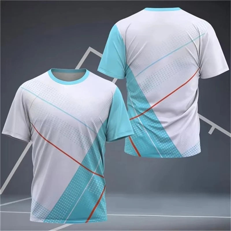 Simple Geometric Patterns Badminton T Shirts For Men Summer Fashion Short Sleeve 3D Printed T-shirt Casual Oversized Sports Tees