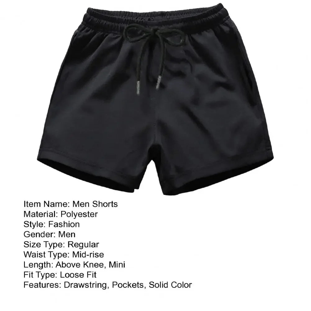 Men's Sports Shorts Elastic Waist Drawstring Gym Short Pants Solid Drawstring Waist Outdoor Shorts Running Shorts Beach Pants