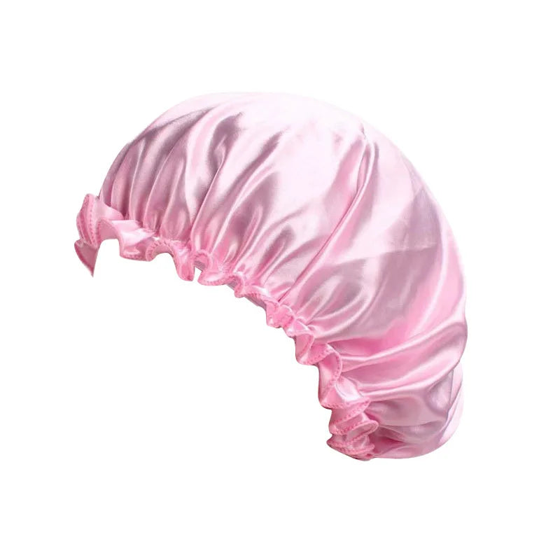Women Solid Satin Sleeping Night Caps Elastic Band Hair Care Bonnets Used To Hair Care