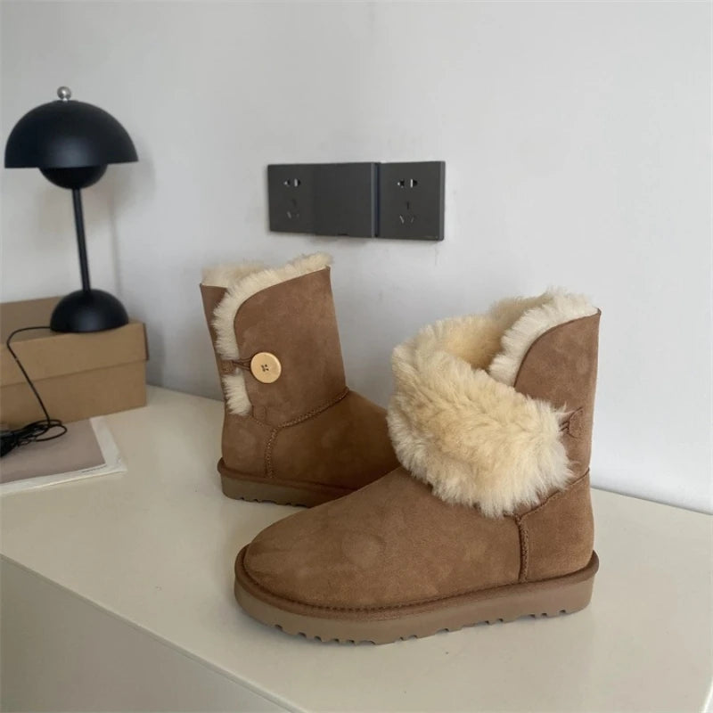 2026 New Design Winter Boots Women Super Mini Real Sheepskin Wool Comfort Warm Natural Fur Shoe Man Classic Snow Boot Size 35-44