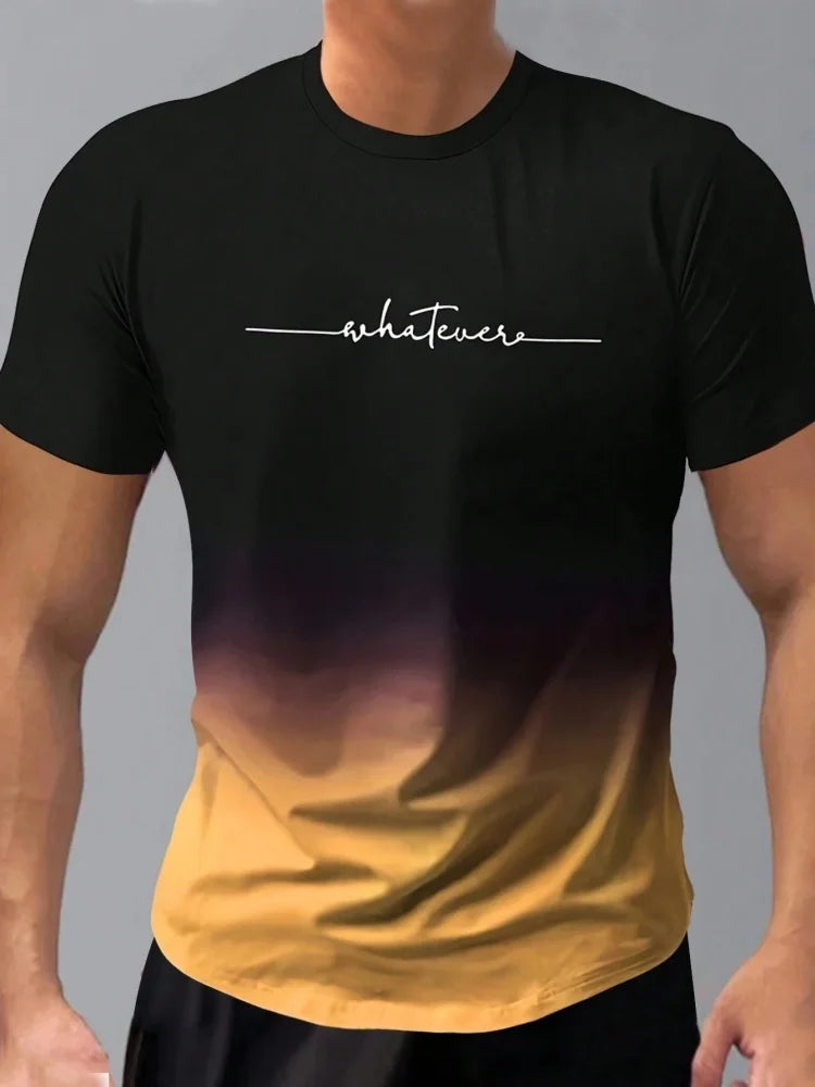 Men's Short Sleeve Summer Outdoor Breathable Round Neck T-shirt Short Sleeve Classic Stripe Pattern Large Size Loose Men's short