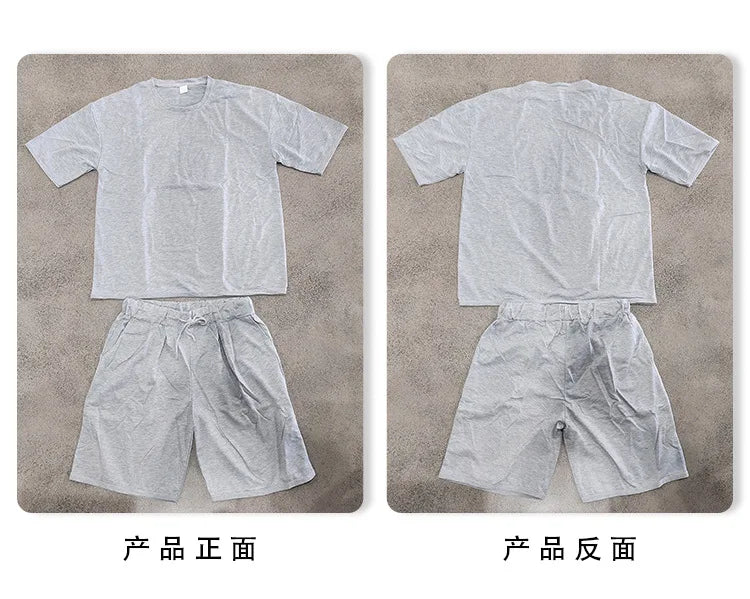Men's Casual Two Piece Set Summer Short Sleeve T-Shirt and Shorts Set Comfortable Loose Fit Tracksuit for Men Clothing Set