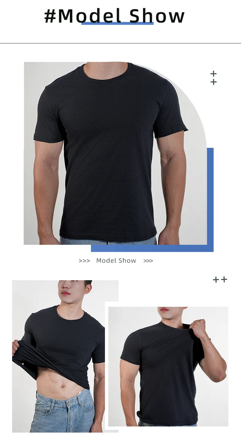 1pc Mens T Shirt Short Sleeve Cotton Plain Tops Tees Fitness Muscle Joggers Bodybuilding Tshirt Male Gym Clothes Slim Fit Shirt