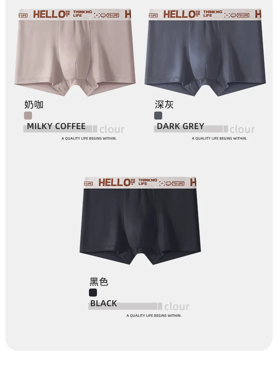 Underwear Man 2025 Briefs mid-waist loose XXXXL underpants hello letter summer confortable men's boxer brief