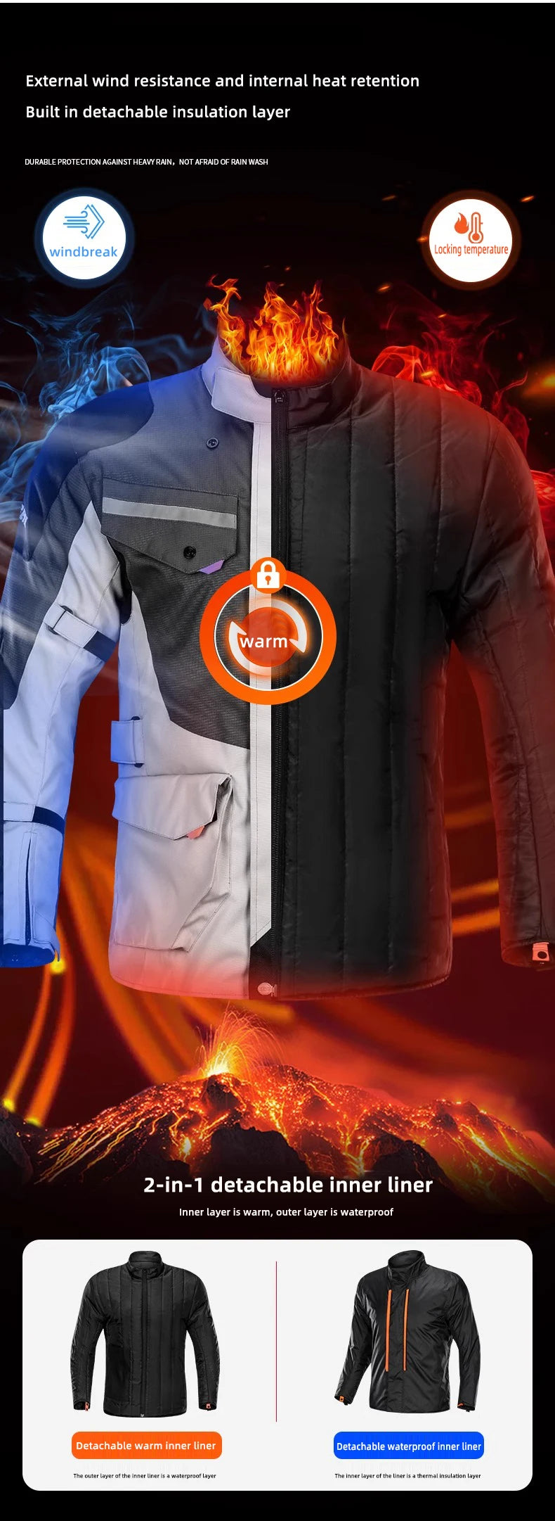 LYSCHY Motocross Jacket Pants Winter Warm Waterproof Motorcycle Riding Jacket Men Women Outdoor Off-Road Motorbike Rally Jacket