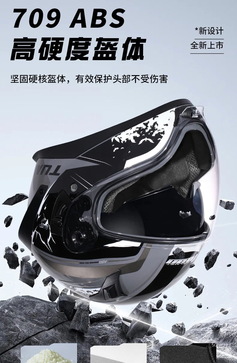 2026 New Motorcycle Helmet Standard DOT Double Mirror Drinkable Water Ghost Face Helmet Cycling Locomotive Full Helmet