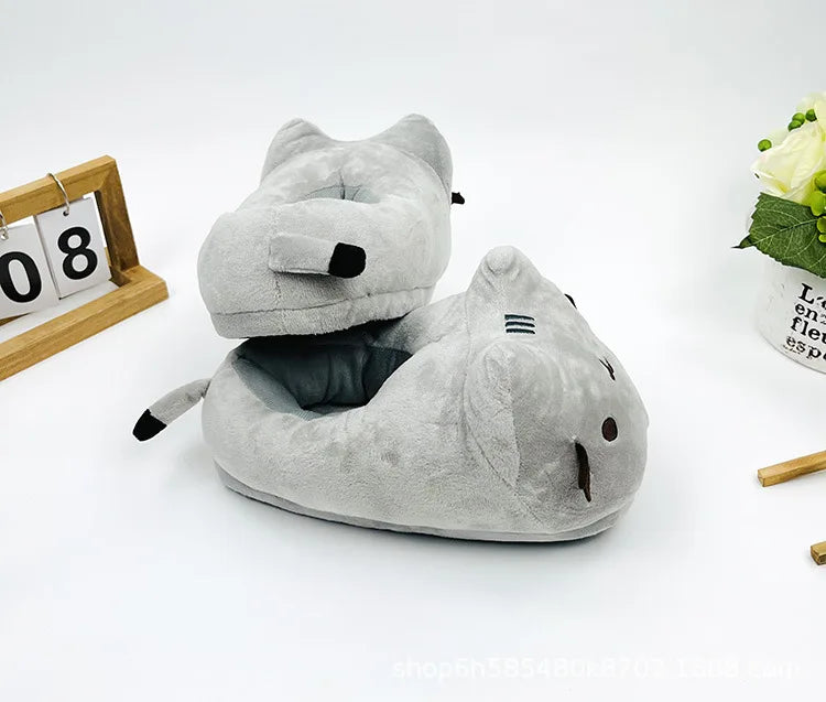 Cute Slippers Cartoon Cat Slippers Indoor Home Warmth Fall & Winter Plush Cotton Shoes Cotton Slippers for Men