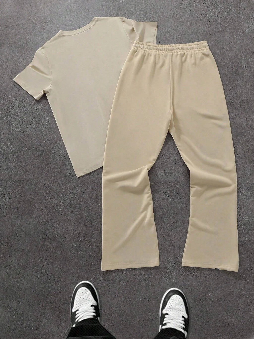 Men's Trendy Two Piece Fashion Hip Hop STRONG Letter Printed Crew Neck T-Shirt and Trousers Set Hip Hop Wear  Men's Clothing
