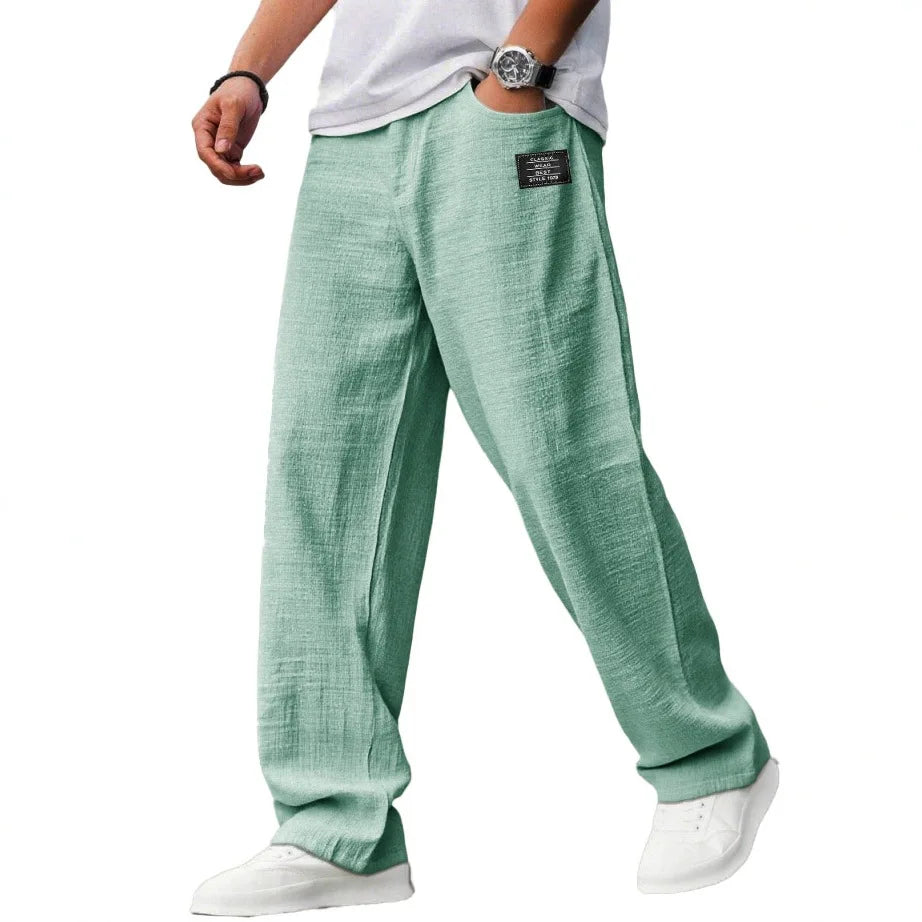 2026 Vintage Men's Loose Straight Pants Casual Breathable Badge Streetwear Trousers Fashion Daily Sports Jogger Pants For Men