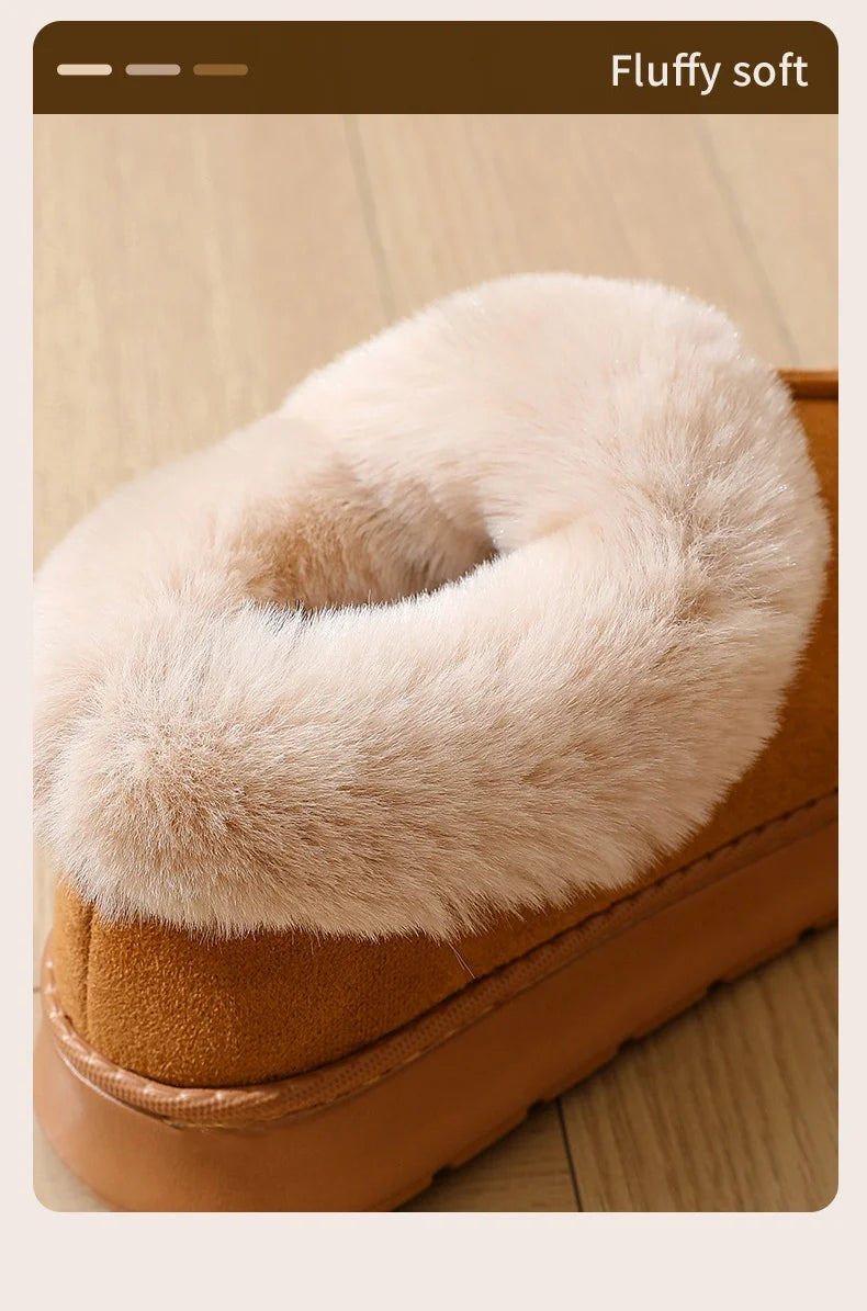 New Platform Snow Boots for Women's Home Thick Warm Wool Shoes Women's Outdoor Anti-Slip Fur Velvet Ankle Short Boots Shoes