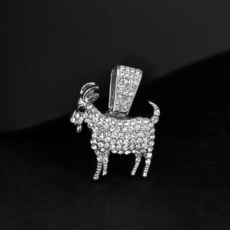 Fashion Gold Silver Plated Goat Pendant Necklace Hip Hop Tennis Chain Necklaces For Women Mens Gifts Motivation Jewelry