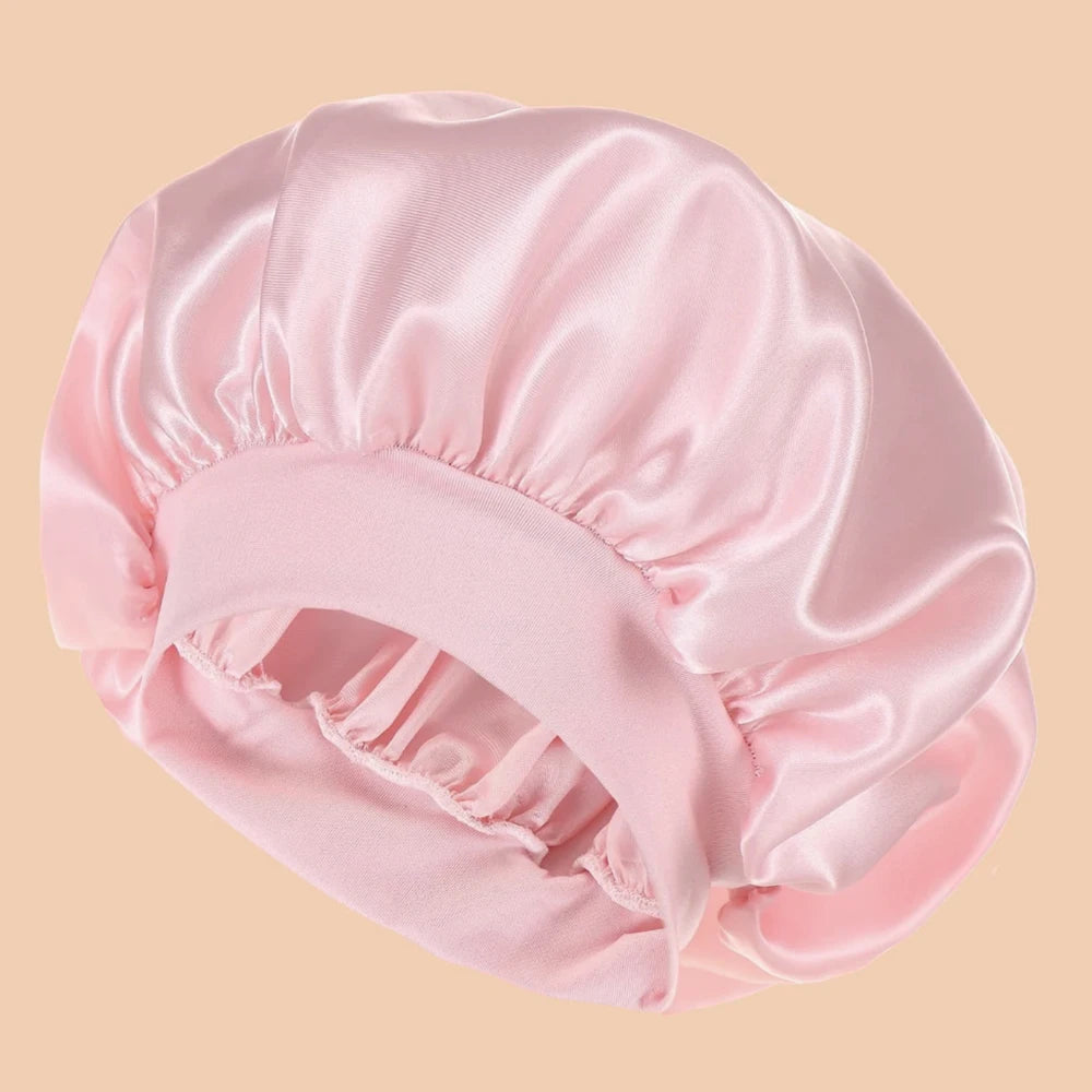 Satin Bonnet Silk Hair Bonnet for Sleeping, Soft Elastic Wide Band Sleep Cap for Curly Hair, Women Hair Care Night Head Cover