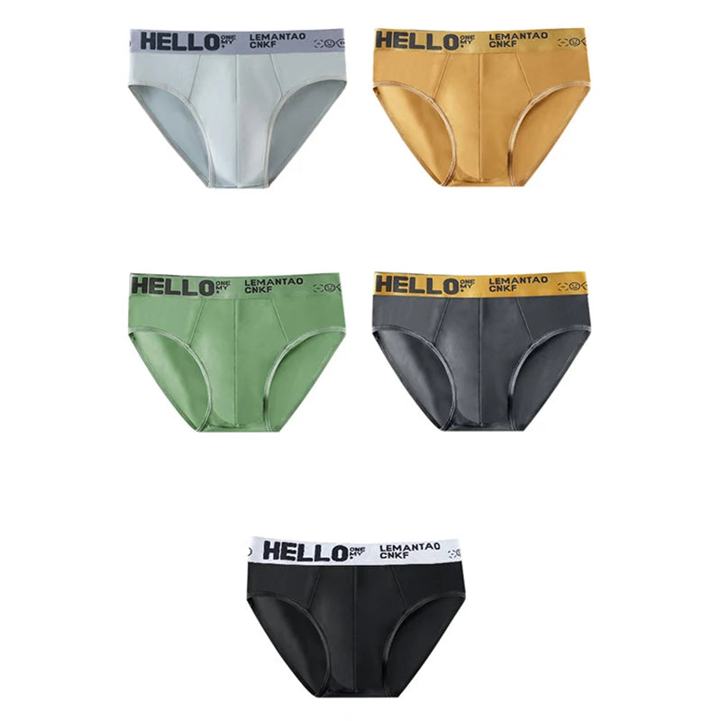 5Pcs Men Underwears Ventilate Men's Briefs Breathable Male Large Size L-5XL Comfortable Solid Underpants Fashion Boy Panties