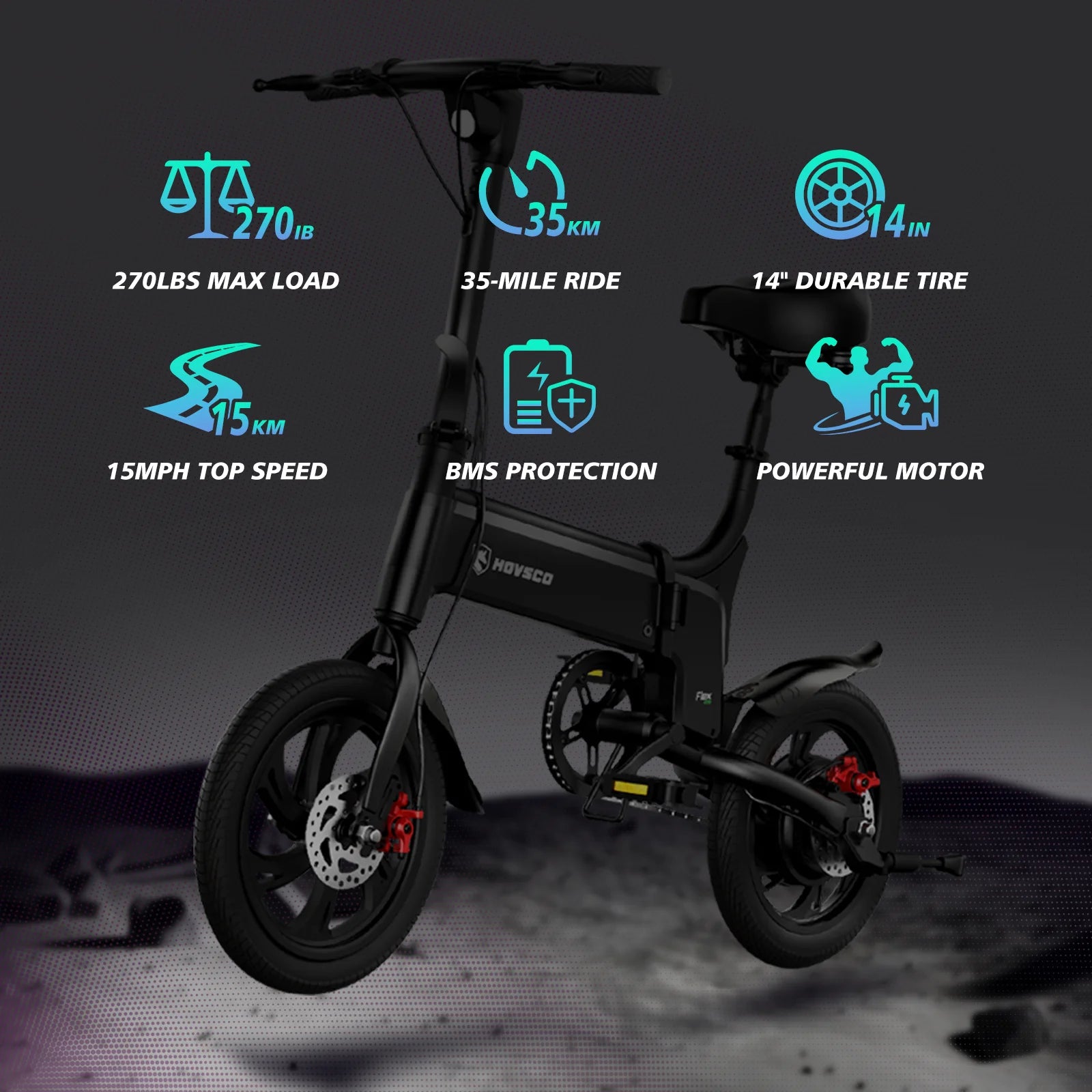 C12 12" Foldable Electric Bike 450W: 36V Portable Ebike for Chauffeur Service