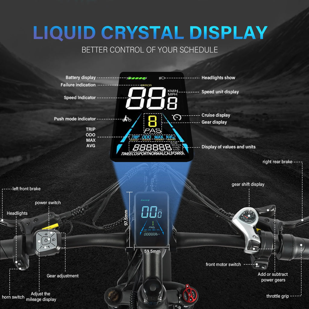 Electric bicycle 3000W Dual Motor 48V23AH All terrain Mountain Off road Snowfield EBike Hydraulic brake Commute 26 inch Fat Tire