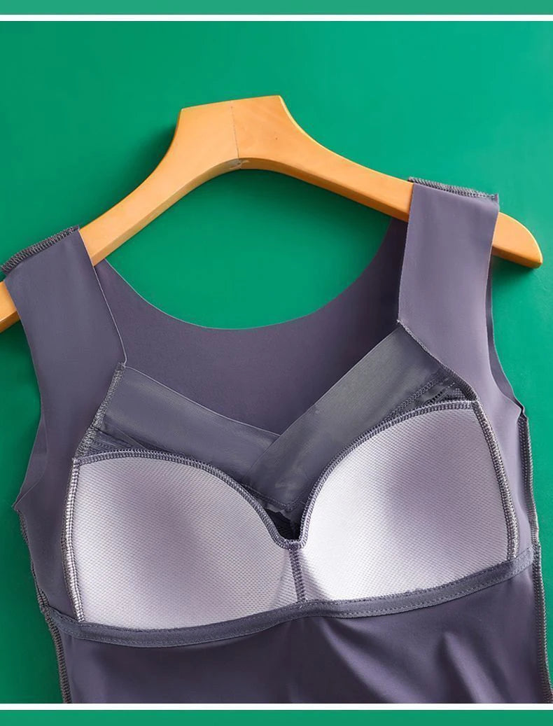 2pcs Woman Thermal Underwear Thermo Lingerie Winter Soft Warm Top Wear Thermo Vest  Undershirt Intimate Lace with Bra Padded