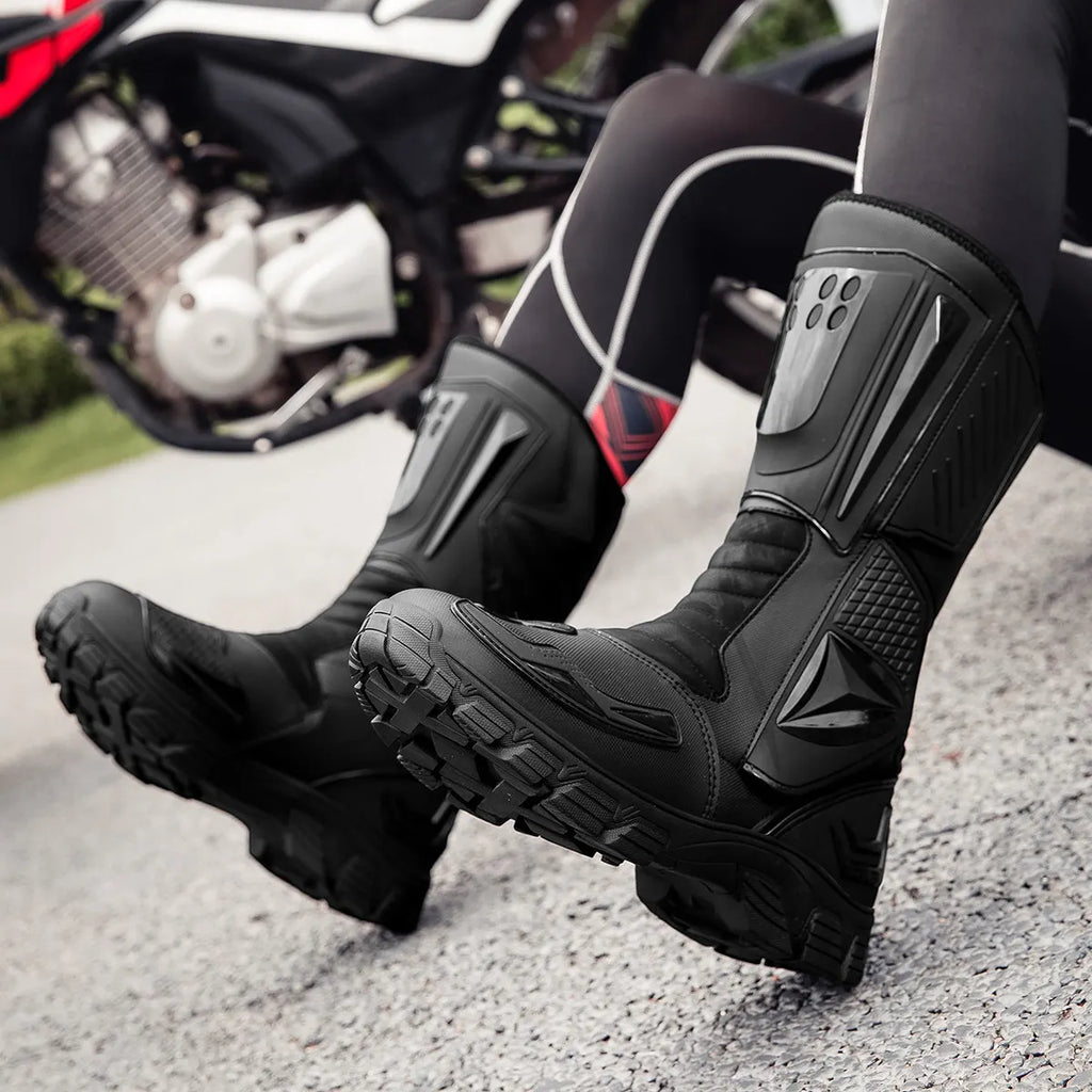Moto Boots Motorcycle Breathable Off-road Men Women Leather Waterproof Pull Boots 47 Locomotive Equipment Summer Cycling Shoes