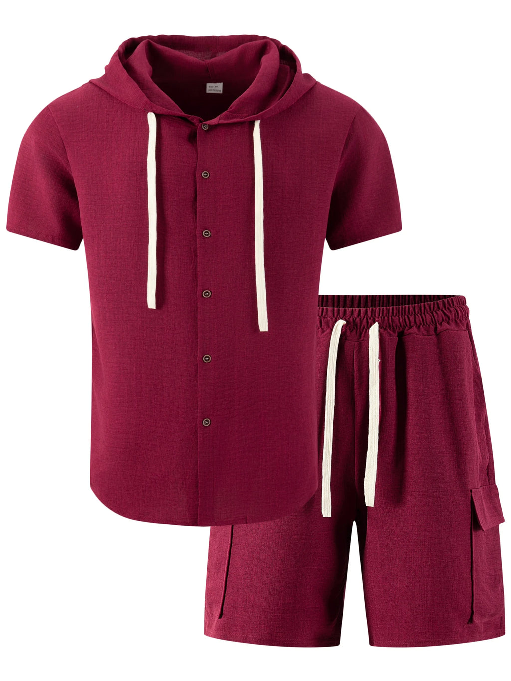 2026 New Men's Summer Casual Suit - Hooded Short-Sleeved Shirt and Drawstring Work Pants Set