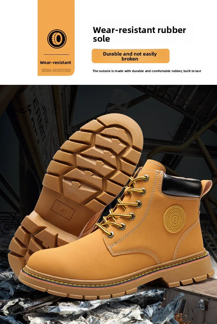 high-top Work Boots For Men Anti-smash Anti-puncture Work Shoes with Steel Toe leather safety shoes men for work waterproof shoe