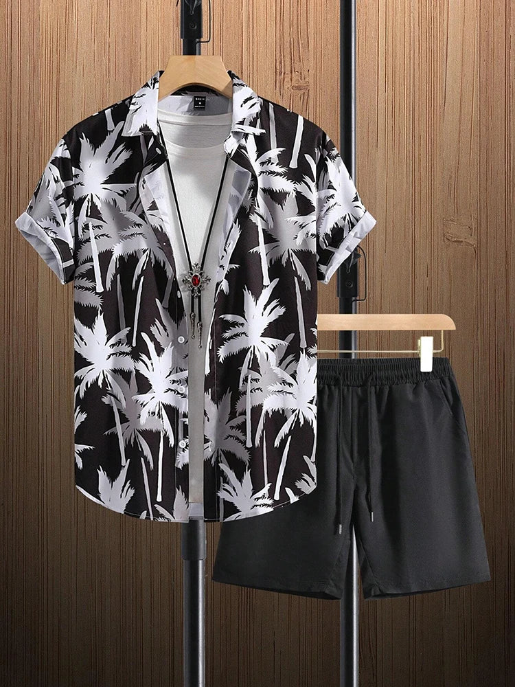 Hawaiian Men's Short Sleeve Shirt And Beach Shorts Set Beach Party Men's Shorts Summer Vacation Fashion Men's Casual Shirt