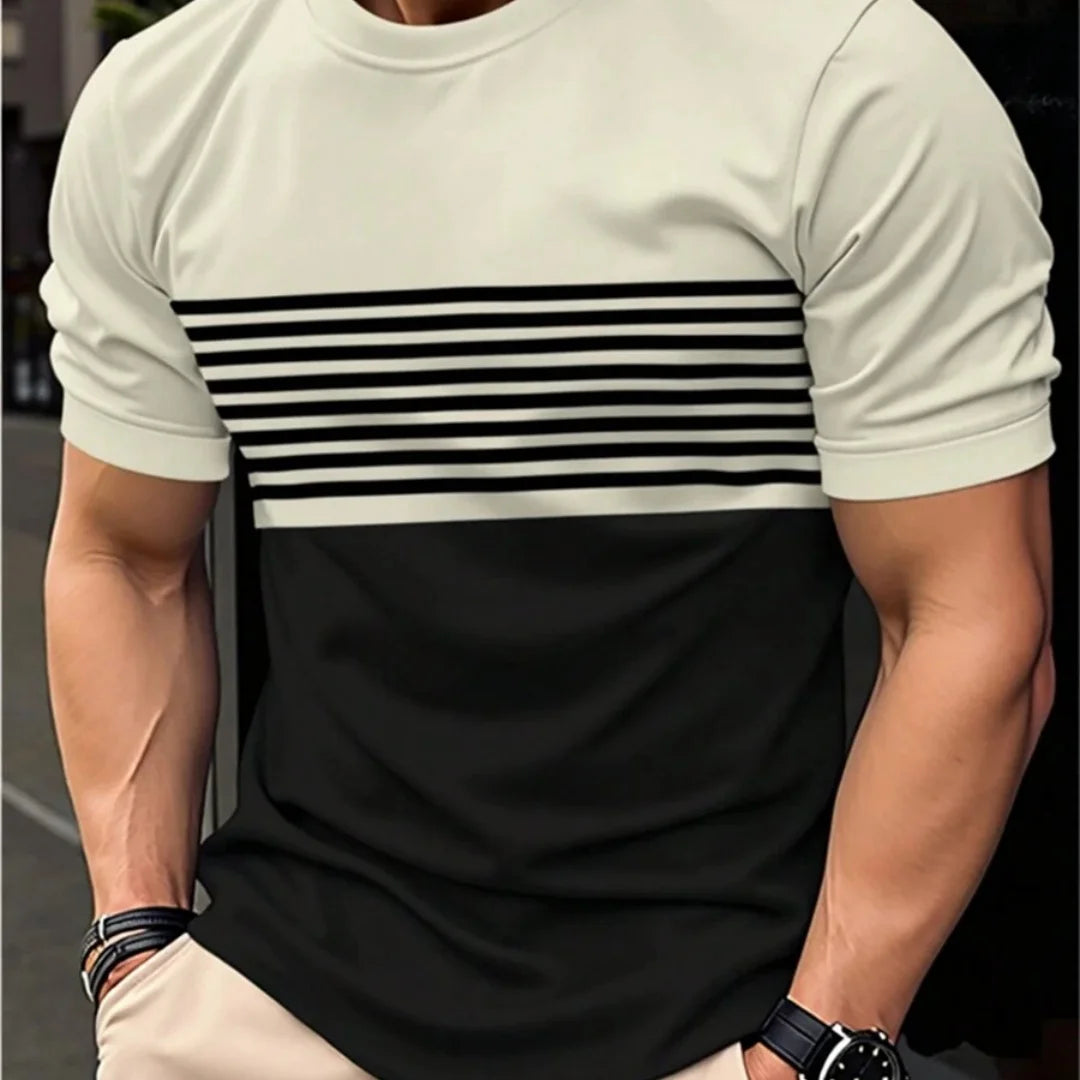 Oversized t-shirt Men's T Shirt Summer Fashion Casual Round Neck Short Sleeve Top Striped Printed Men's Clothing T-shirt