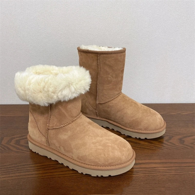 2026 New Design Winter Boots Women Super Mini Real Sheepskin Wool Comfort Warm Natural Fur Shoe Man Classic Snow Boot Size 35-44