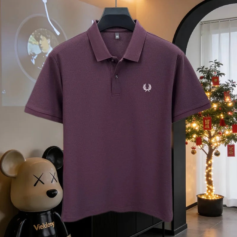 100% pure cotton 2026high-end brand men's short sleeve polo shirt summer fashion luxury wheat embroidery golf top casual T-shirt