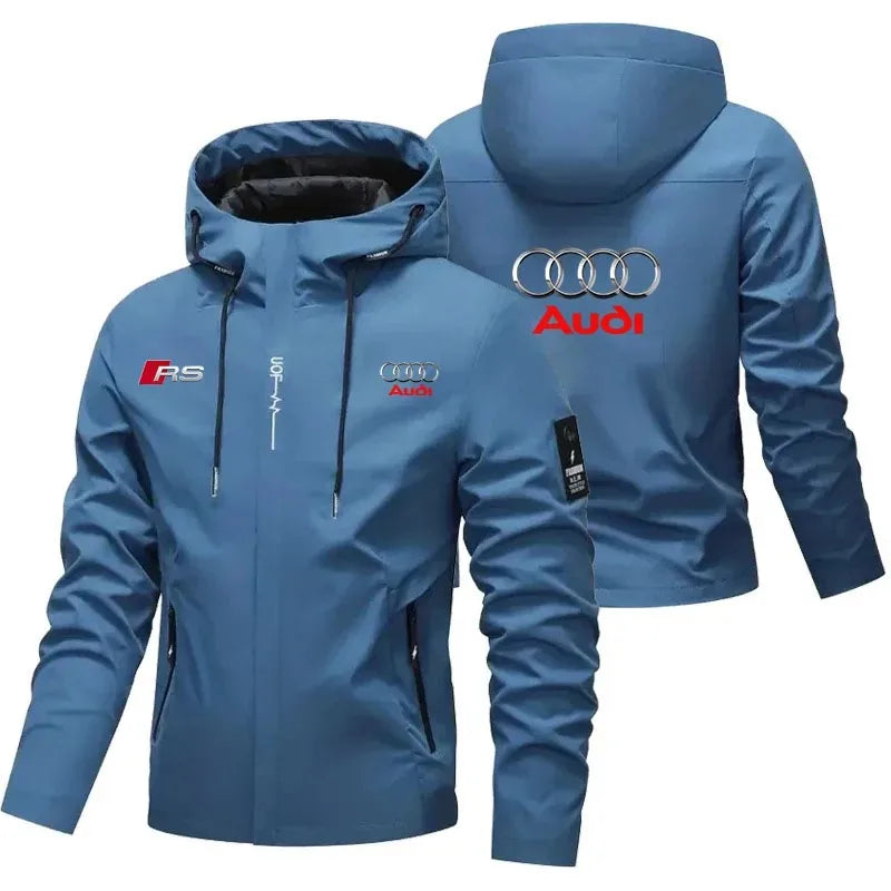Winter/autumn sport coat suitable for Audi fans (with a hood), suitable for both men and women, casual sport outfit, strong wind