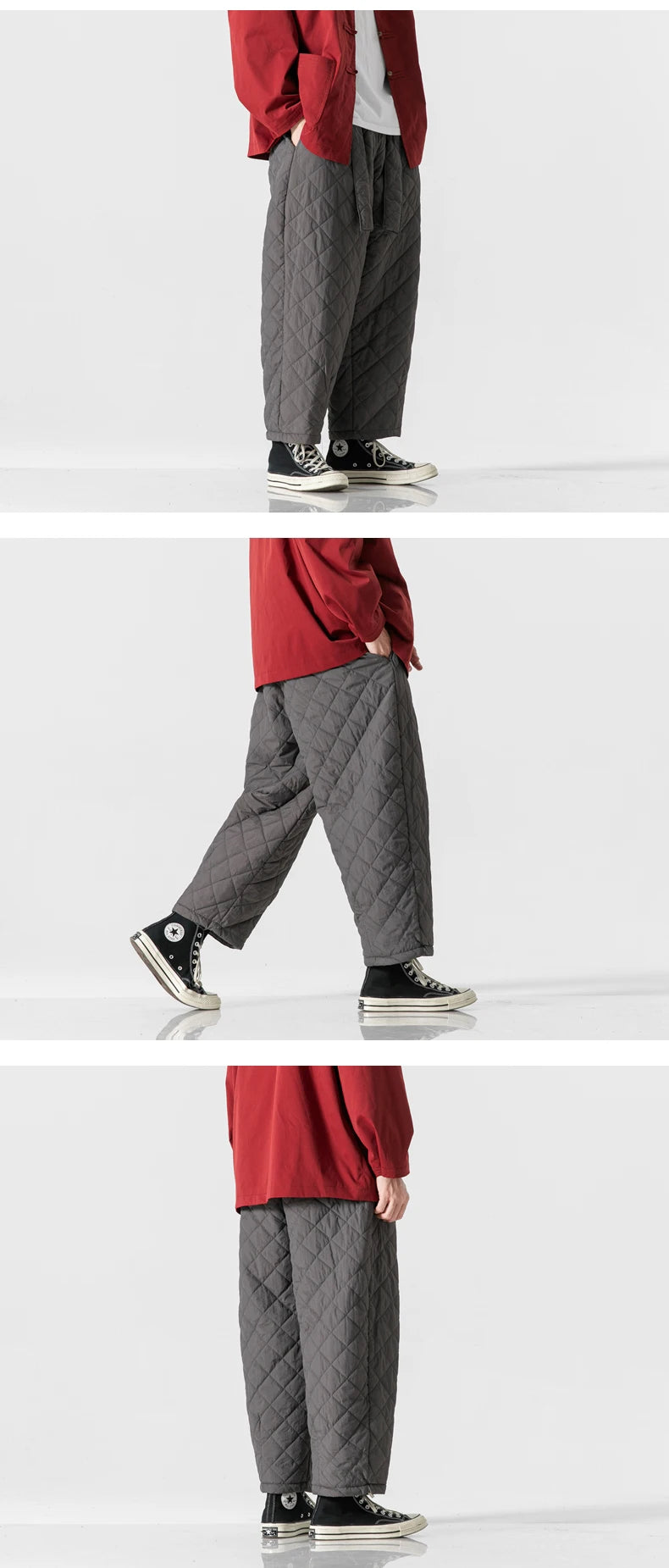 2024 Winter Thickened Cotton Padded Pants Men Casual Warm Trousers Ankle Length Pants Sportwear Solid Drawstring Sweatpants Man