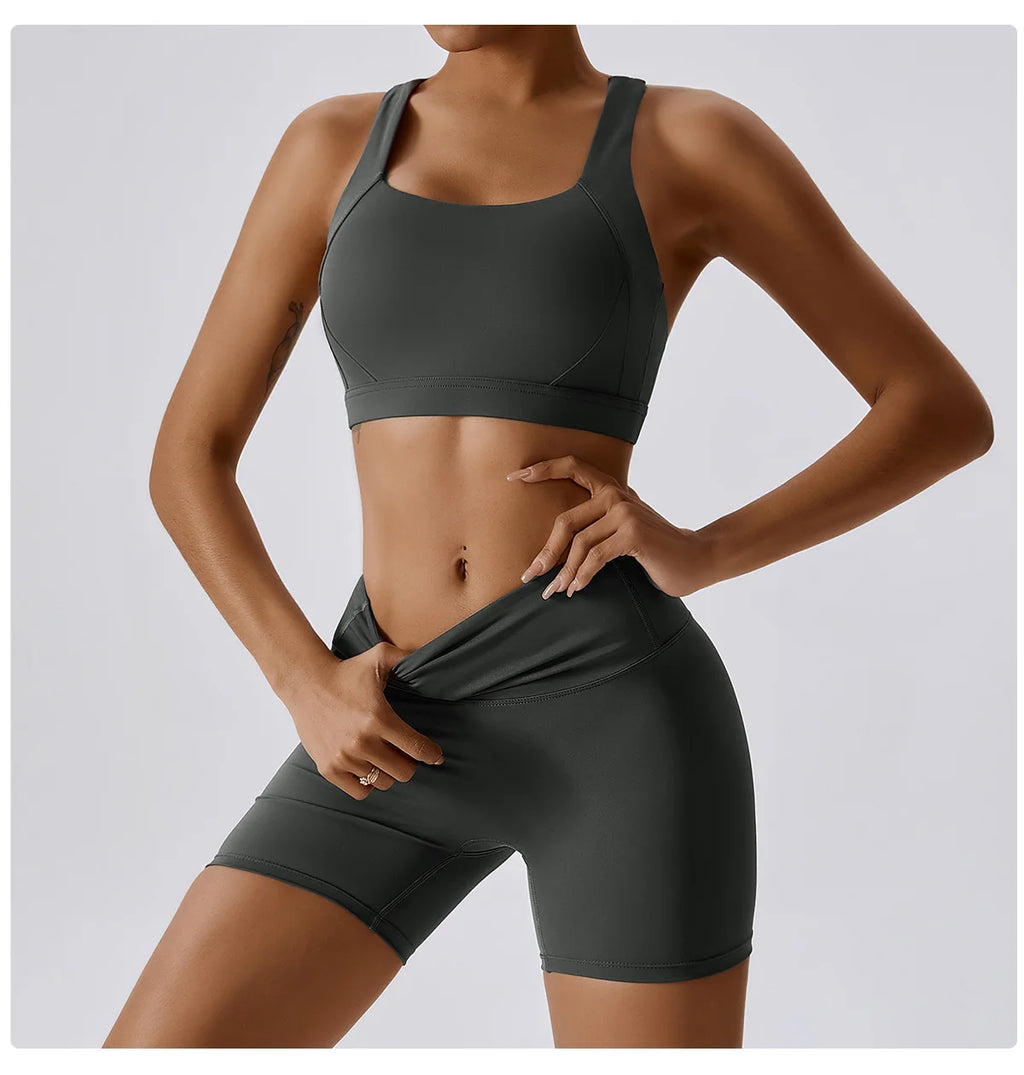 Women's Tracksuit 2PCS Fitness Suit Yoga Sets Sportswear Workout Sports Bra High Waist Leggings Gym Clothing Push Up Sports Suit