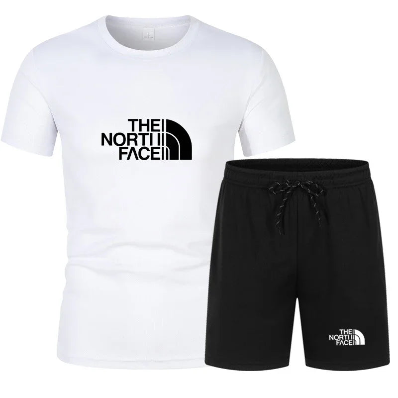 The new slim-fit men's mesh sports outfit includes a T-shirt and trousers, a two-piece set. It is a fashionable sports outfit in