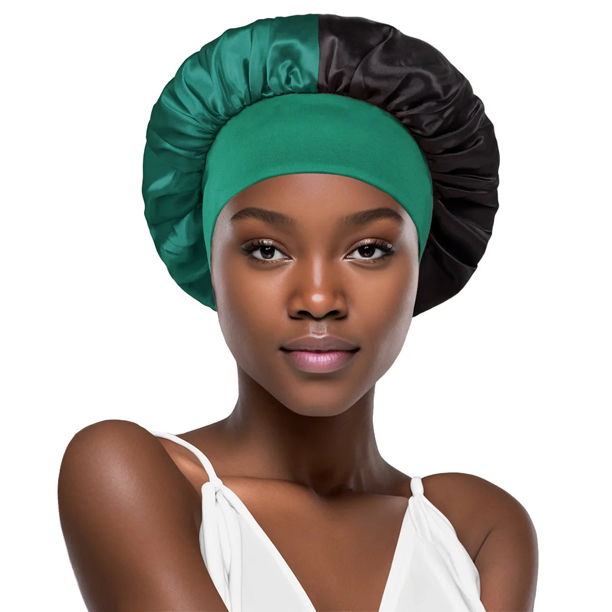 Women Wide Edge Satin Bonnet Sleeping Hat Double Colors Round Shower Caps Unisex Cap Apparel Accessories