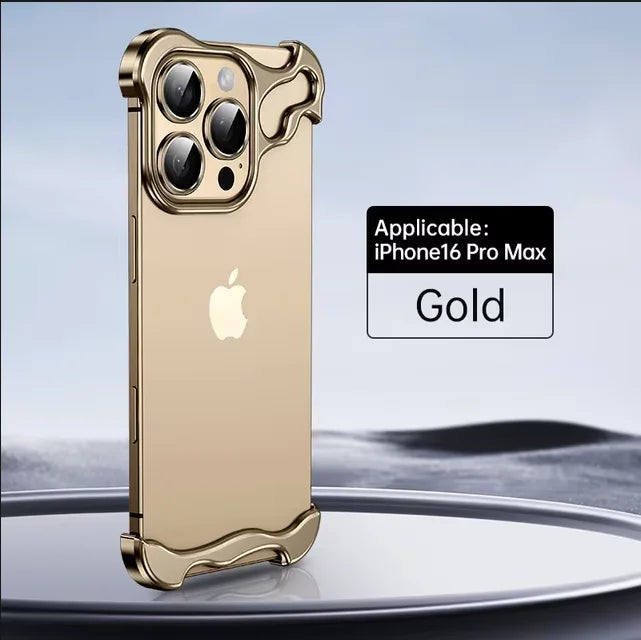 lrregular Metal Bumper Phone Case For IPhone Air 13 14 15 16 17 Pro Max Plus Lens Film Protection Bare Aluminum Shockproof Cover