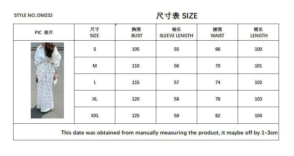 Women Two Piece Sets Skirt Set Floral Print Lantern Sleeve Turn Down Collar Shirt Long Skirts A Line Lace Up Y2k Elegant Work