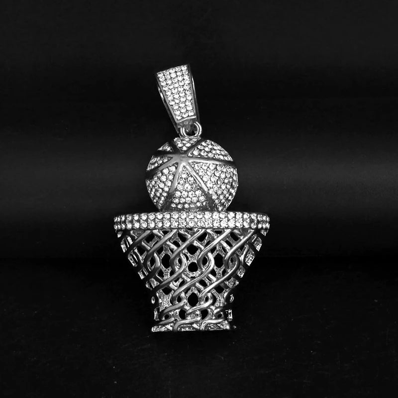 Hip Hop Rhinestone Number 23 Basketball Pendant Necklace Hiphop Iced Out Chain Sports Necklaces For Men and Women Jewelry Gift