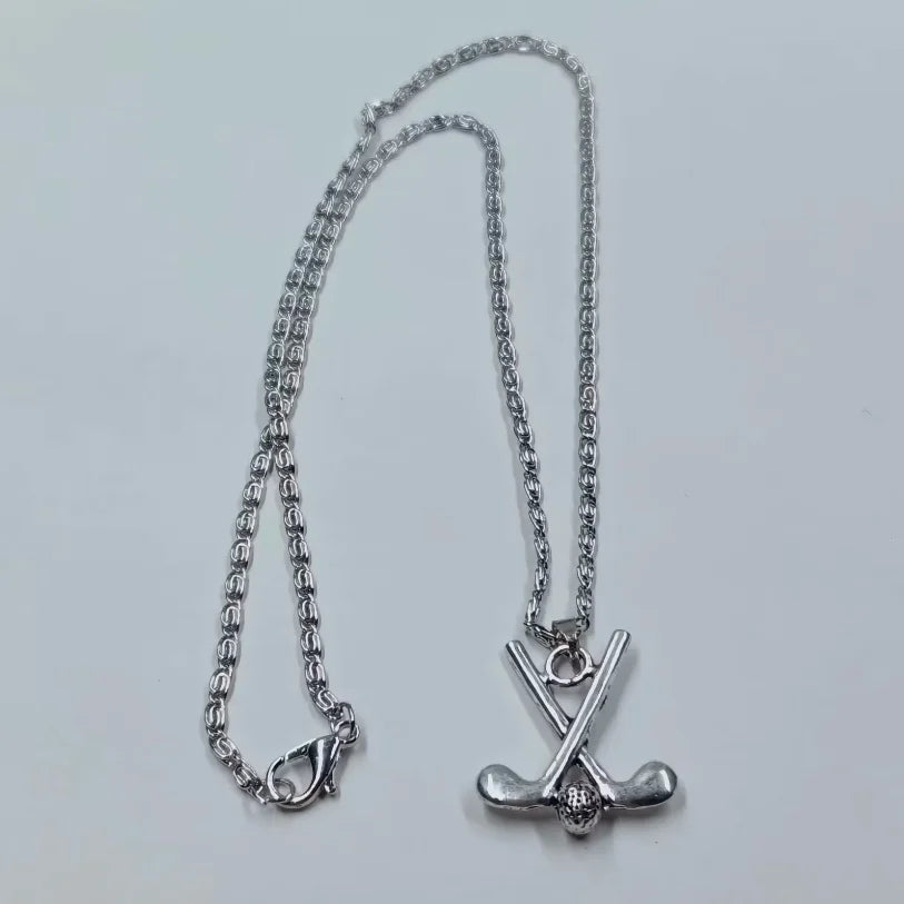 1pcs Hockey Basketball Volleyball Racquet Hat Necklace 45cm Stainless Steel Chain Women Sports Jewelry Wholesale Sales