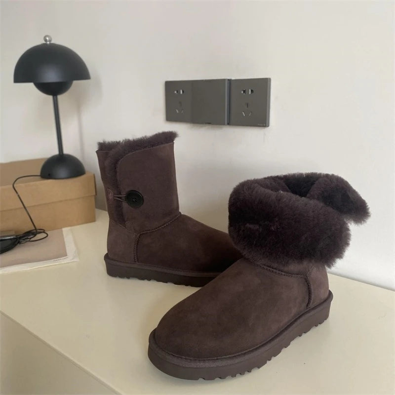 2026 New Design Winter Boots Women Super Mini Real Sheepskin Wool Comfort Warm Natural Fur Shoe Man Classic Snow Boot Size 35-44