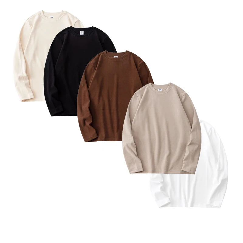 Autumn Winter Thick Fleece T-Shirt Men Half High-Collar T Shirt Long Sleeve Casual Tops Thermal Shirts Undershirt Man Clothing