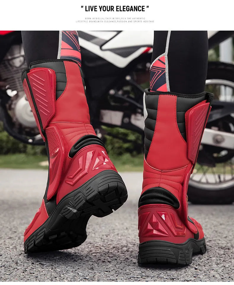 Moto Boots Motorcycle Breathable Off-road Men Women Leather Waterproof Pull Boots 47 Locomotive Equipment Summer Cycling Shoes