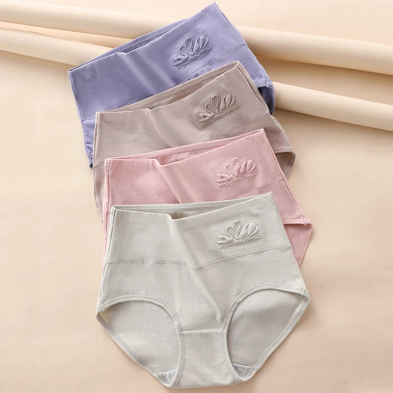 High Waist 4Pcs/Set Cotton Panties Women Briefs Seamless Body Shaper Breathable Underwear Comfort Female Lingerie Plus Size 5XL