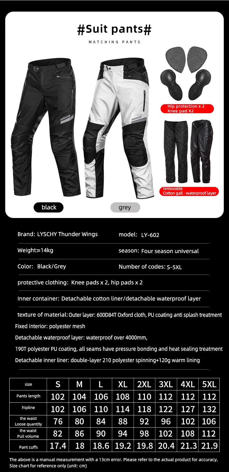 LYSCHY Motocross Jacket Pants Winter Warm Waterproof Motorcycle Riding Jacket Men Women Outdoor Off-Road Motorbike Rally Jacket