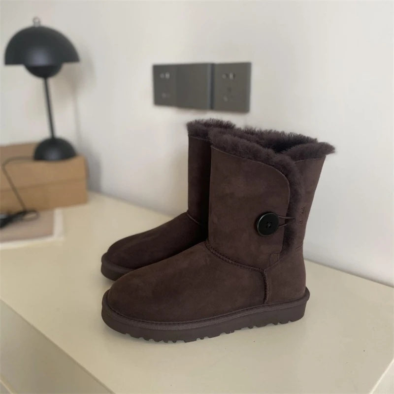 2026 New Design Winter Boots Women Super Mini Real Sheepskin Wool Comfort Warm Natural Fur Shoe Man Classic Snow Boot Size 35-44