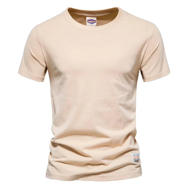 Mens Summer 100% Cotton T-Shirts Wihte Fashion Casual Short Sleeve O-Neck T Shirt for Men Quality Tops Tees Basic Clothing Black