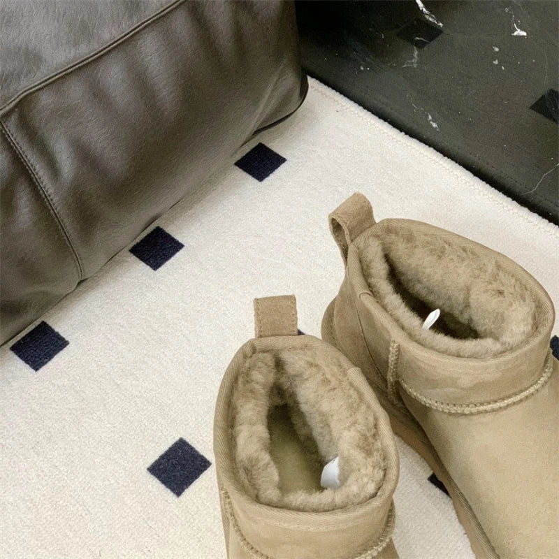 2026 New Design Winter Boots Women Super Mini Real Sheepskin Wool Comfort Warm Natural Fur Shoe Man Classic Snow Boot Size 35-44