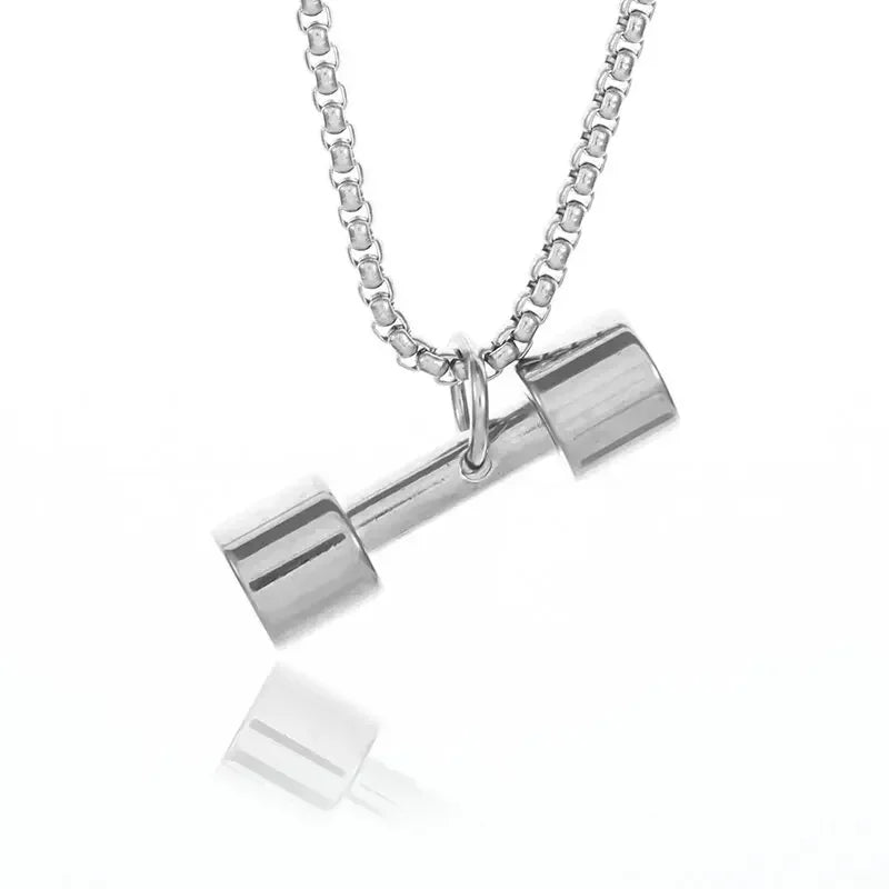 Stainless Steel Barbell Dumbbell Pendant Men\\'s Fitness Bodybuilding Necklace Women\\'s Gym Casual Sports Jewelry