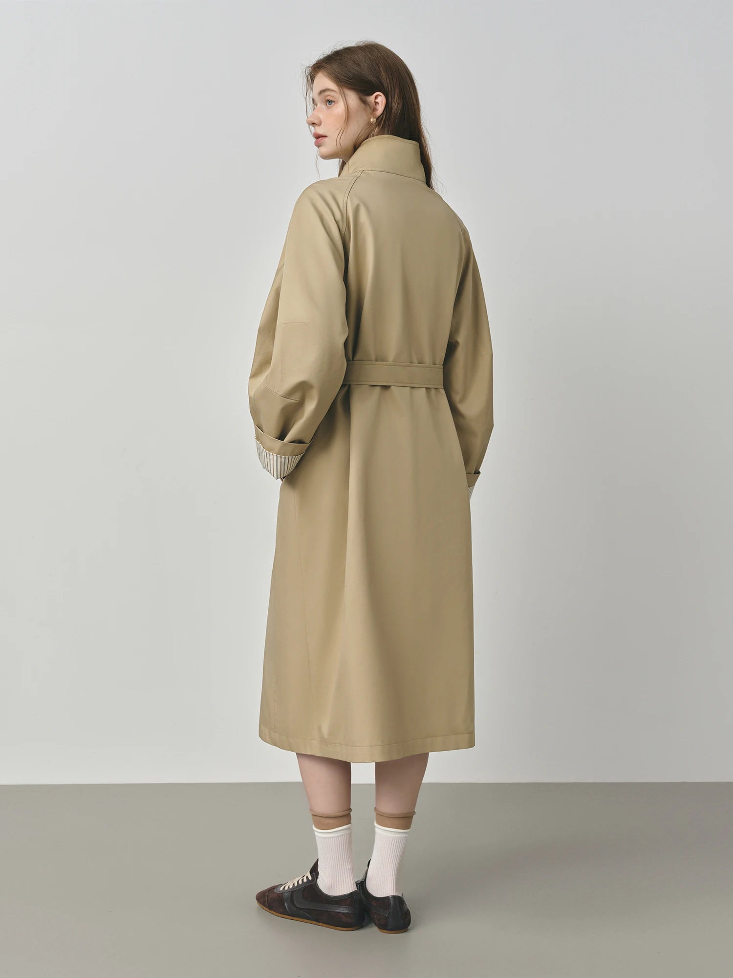 FSLE British Style Design Stand Collar Windbreaker Trench Jacket for Women 2025 Autumn New Arrival Casual Chic Coats for Women
