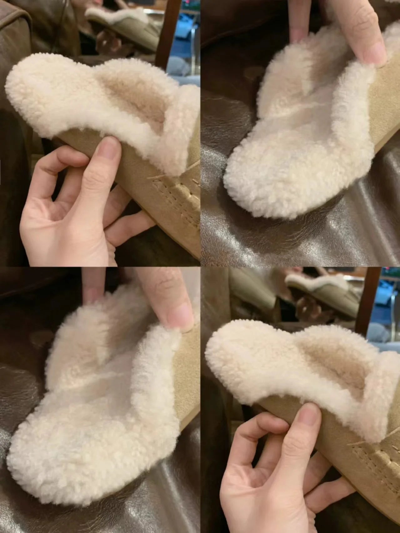 Women's slippers 2025 autumn and winter warm fur half slippers for wearing outside slippers