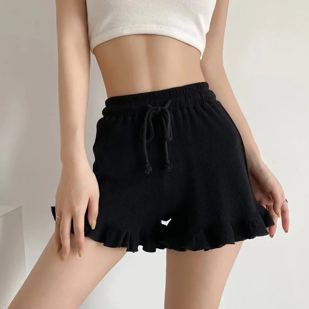 Women's Shorts Breathable Drawstring Elastic Waist Pants Lightweight Solid Color Casual Sports Sweatpants Fashion Lady Hot Pants
