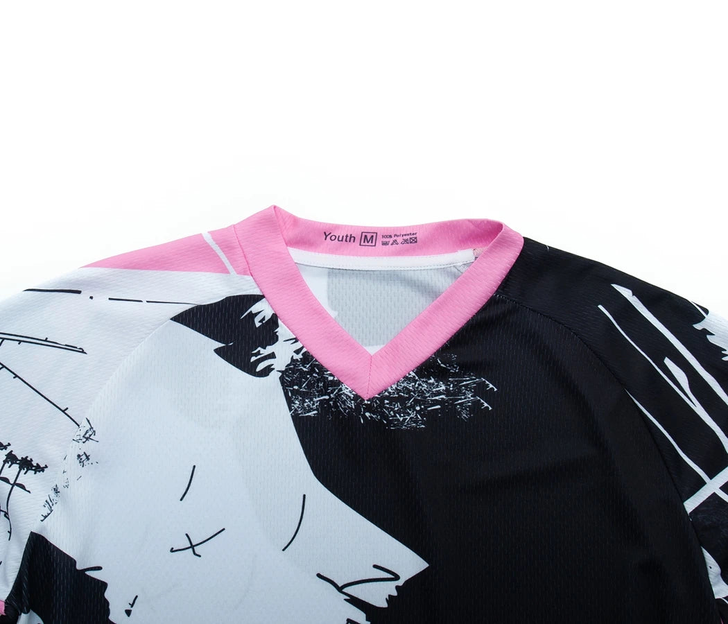 Pink Dirt Bike Shirt Kids Motocross Jersey Youth Off Road Motorcycle Shirt Girls DH mtb BMX Jersey Long Sleeve Cycling Jersey