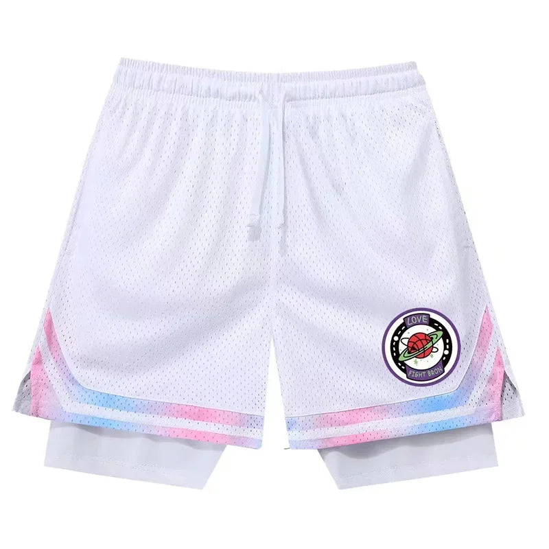 Fake Two Basketball Shorts Loose American Anti-light Men Women Ball Pants Summer Quasi-training Running Sports Five-point Pants